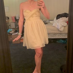 Cream strapless cocktail dress